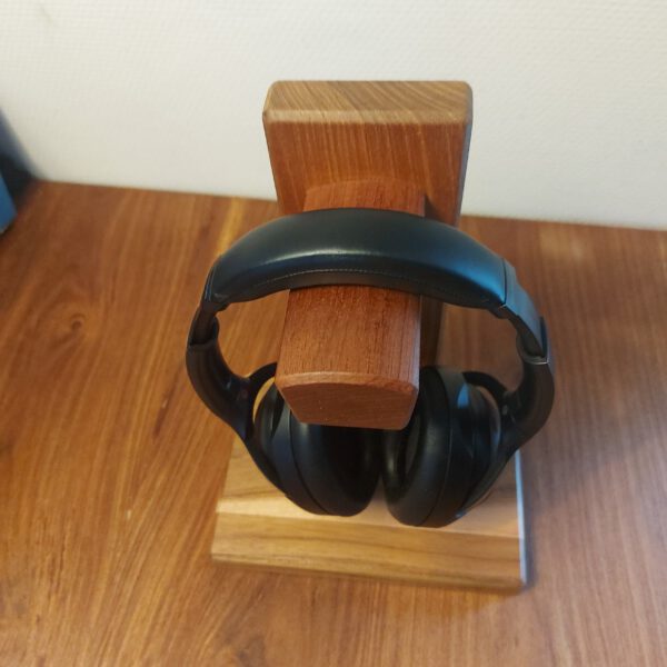 Hoofdtelefoonstandaard van teak en mahonie. - Afbeelding 16