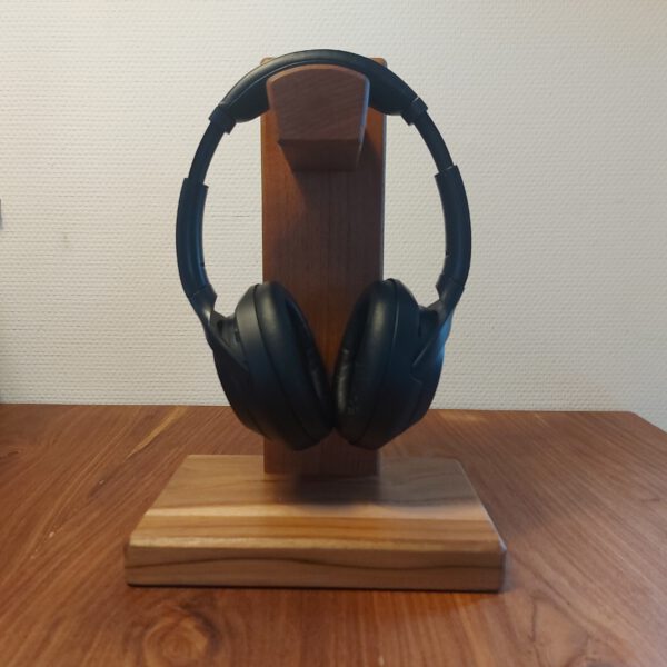 Hoofdtelefoonstandaard van teak en mahonie. - Afbeelding 14