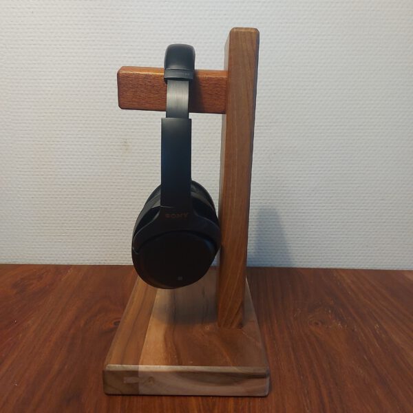 Hoofdtelefoonstandaard van teak en mahonie. - Afbeelding 11