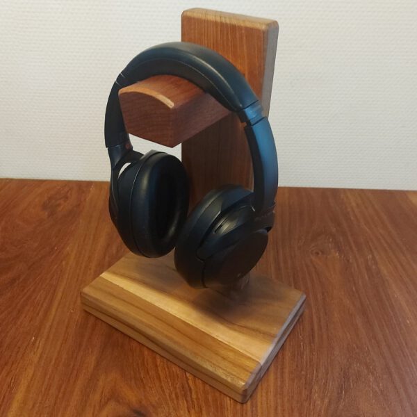 Hoofdtelefoonstandaard van teak en mahonie. - Afbeelding 5
