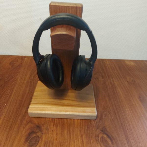 Hoofdtelefoonstandaard van teak en mahonie. - Afbeelding 3